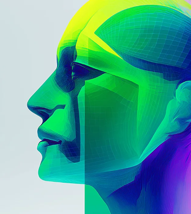 3D render — abstract form, brand hues on neutral